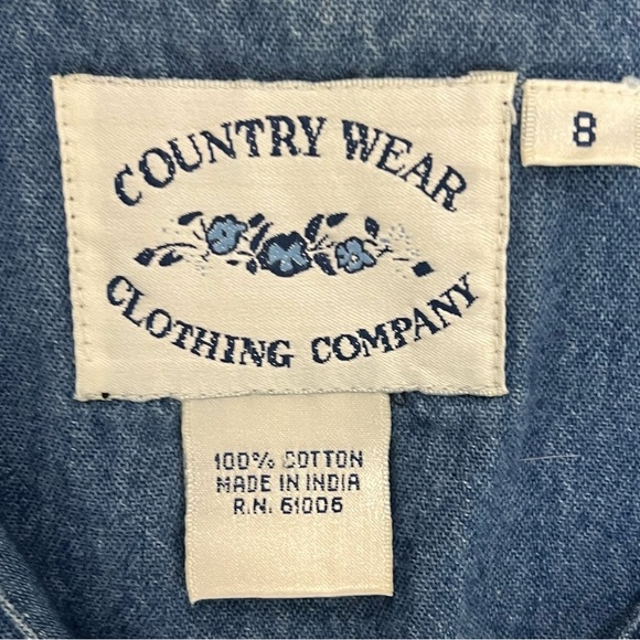 VTG 80s Country Wear Denim Patchwork Butterfly Shirt Size 8 S or M Bird Watcher - Picture 9 of 12